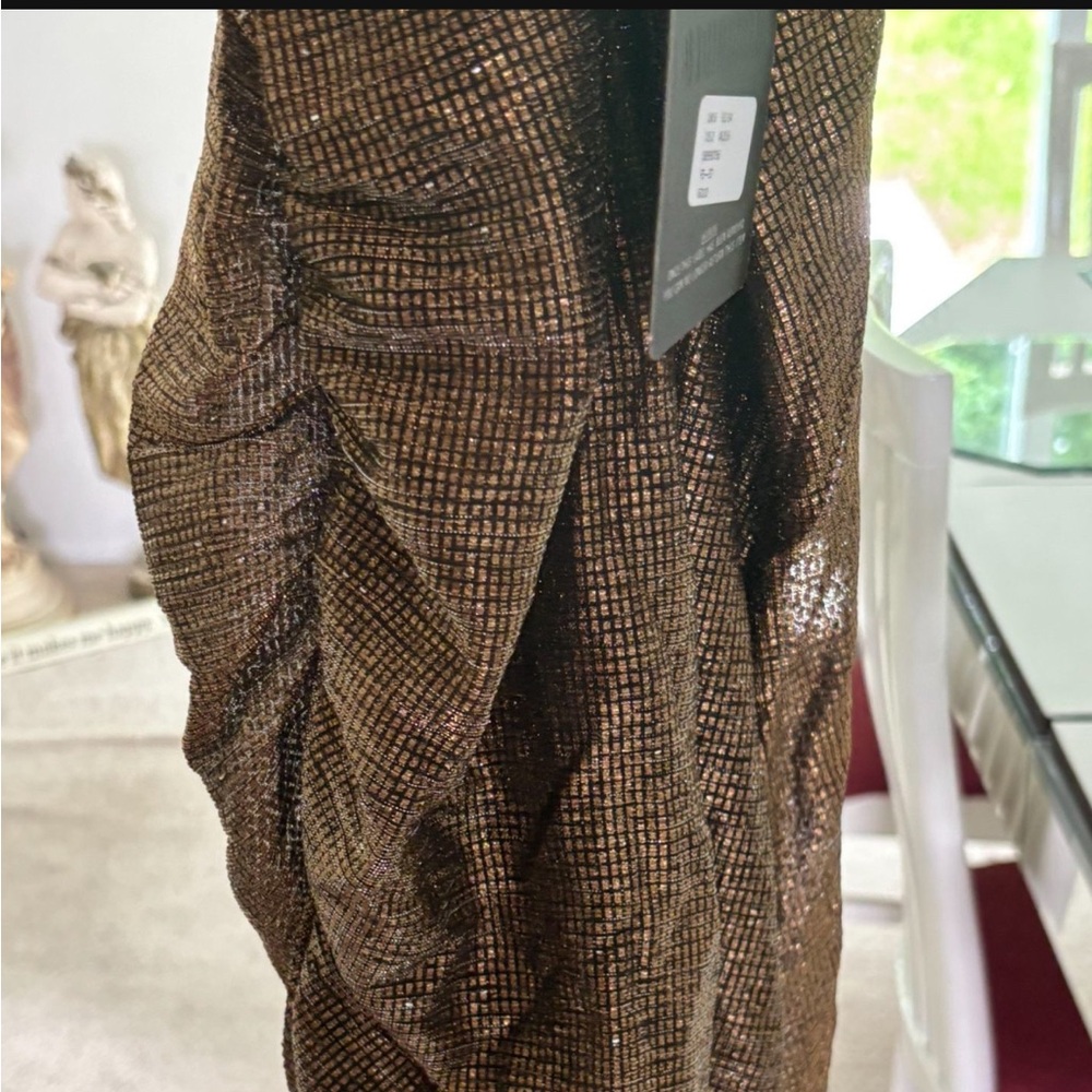 Missguided Shimmering Brown Ruched skirt